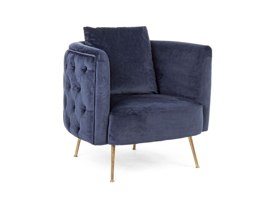 Classic Armchair in Upholstered Wood with Velvet Effect Homemotion - Nichy