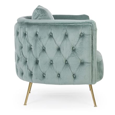 Classic Armchair in Upholstered Wood with Velvet Effect Homemotion - Nichy Viadurini