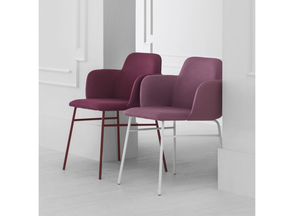 High Quality Colored Armchair in Fabric and Metal Made in Italy - Molde Viadurini