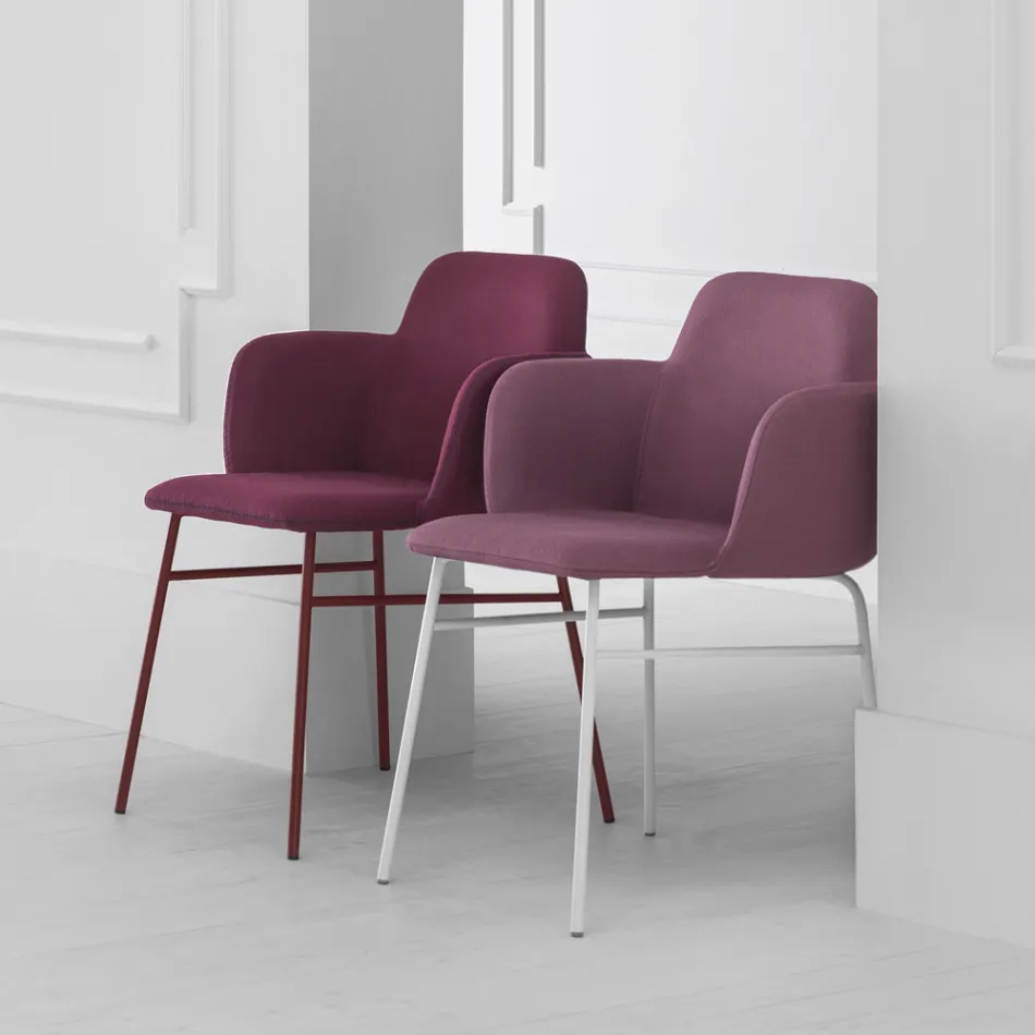 High Quality Colored Armchair in Fabric and Metal Made in Italy - Molde Viadurini