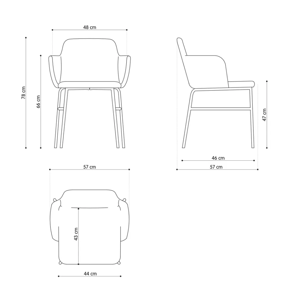 High Quality Colored Armchair in Fabric and Metal Made in Italy - Molde Viadurini
