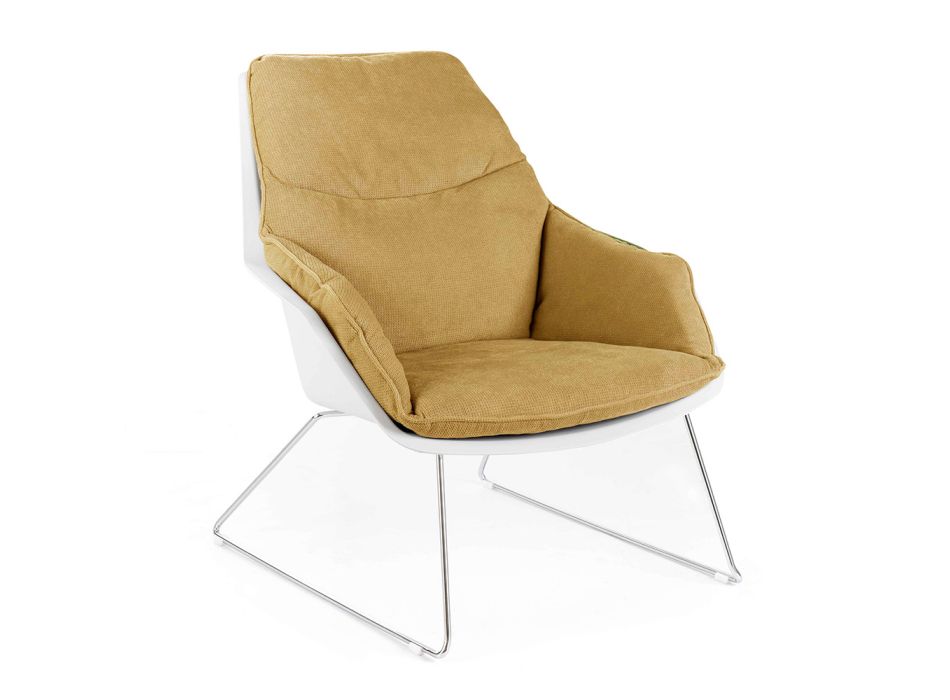 Armchair with Metal Base, Polypropylene Structure and Fabric Cushions - Tablet Viadurini