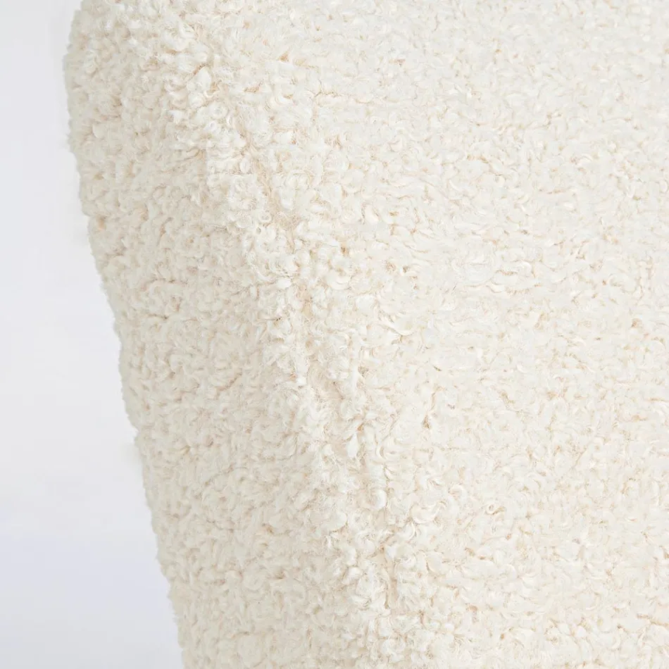 Armchair with Armrests in Rubberwood and Wool Effect Seat - Patrizia Viadurini