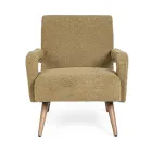 Armchair with Armrests in Rubberwood and Wool Effect Seat - Patrizia Viadurini