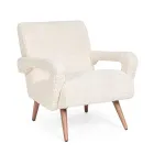 Armchair with Armrests in Rubberwood and Wool Effect Seat - Patrizia Viadurini