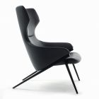 Armchair with Steel Structure and Graphite Eco-Leather Seat Made in Italy - Reggio Viadurini