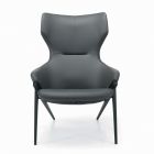 Armchair with Steel Structure and Graphite Eco-Leather Seat Made in Italy - Reggio Viadurini