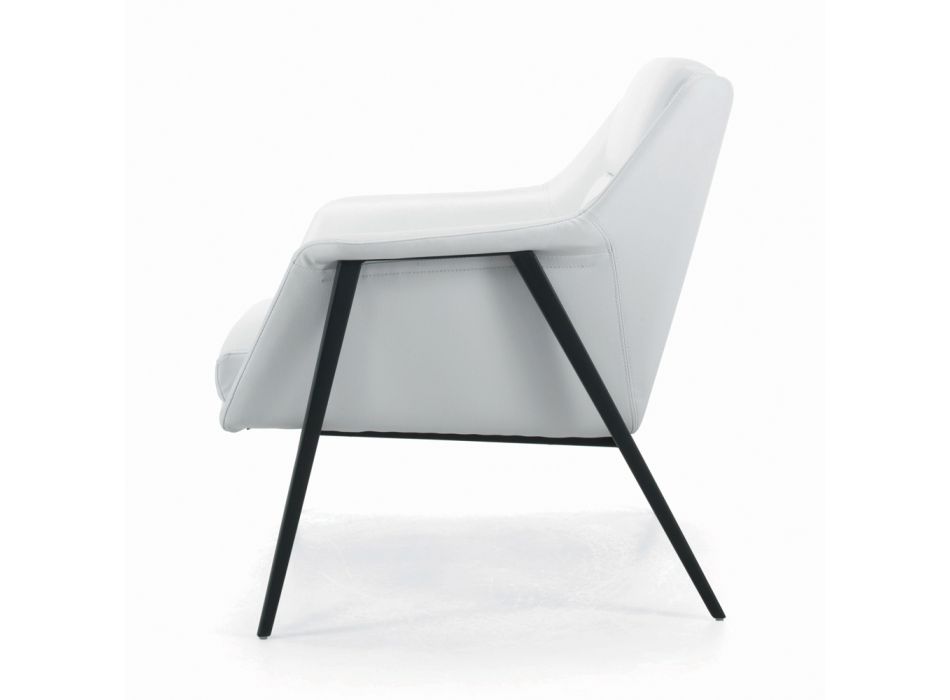 Armchair with Black Steel Structure and Eco-Leather Seat Made in Italy - Modena Viadurini