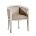 Armchair with White Waxed Wooden Structure Made in Italy - Emerald