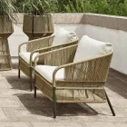 Outdoor Armchair with Woven Seat and Cushions - Cricket by Varaschin Viadurini