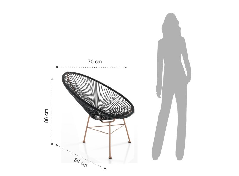 Outdoor and Indoor Armchair in Metal and Polyrattan - Erbium Viadurini