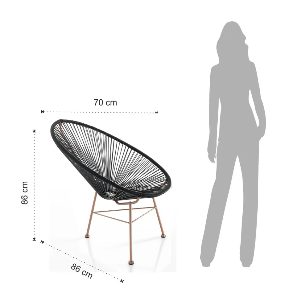 Outdoor and Indoor Armchair in Metal and Polyrattan - Erbium Viadurini