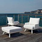 Upholstered Outdoor Armchair of White and Modern Design - Samurai by Myyour Viadurini