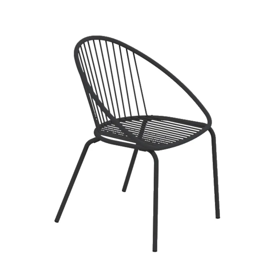 Stackable Outdoor Armchair in Steel Made in Italy 2 Pieces - Sansa Viadurini