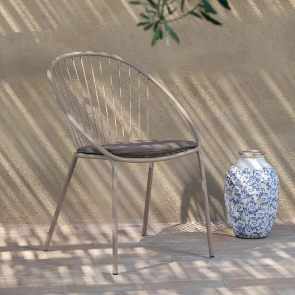 Stackable Outdoor Armchair in Steel Made in Italy 2 Pieces - Sansa Viadurini