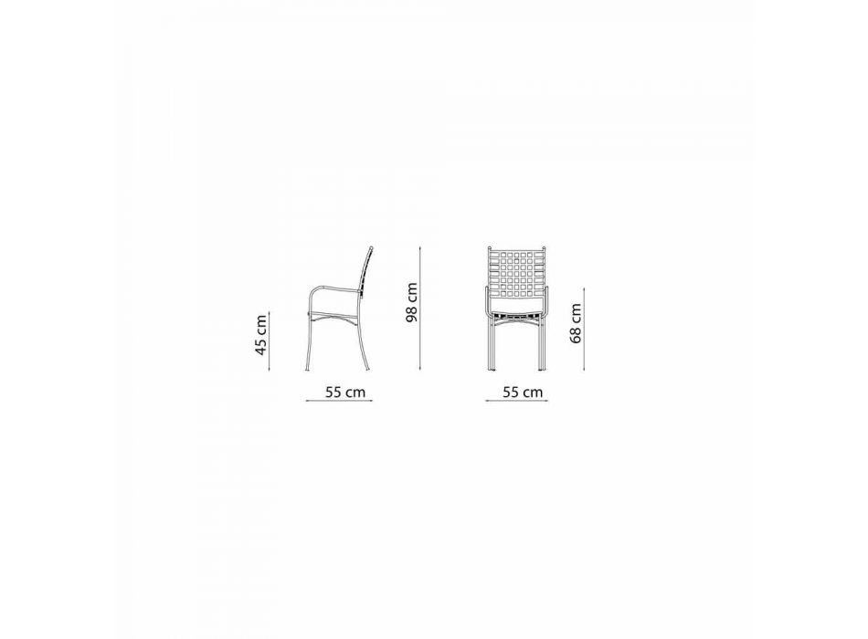 Outdoor Stackable Metal Armchair Made in Italy, 4 Pieces - Pira Viadurini