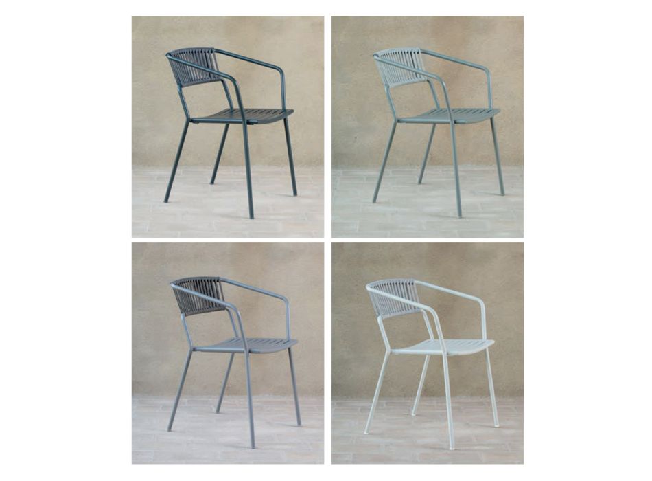 Outdoor Armchair in Galvanized Steel Stackable Made in Italy 2 Pieces - Vesna Viadurini
