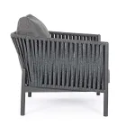 Outdoor Armchair in Aluminium, Rope and Anthracite Fabric, Homemotion - Shama Viadurini