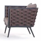 Outdoor Armchair in Aluminum and Rope with Fabric Cushions - Rasti Viadurini