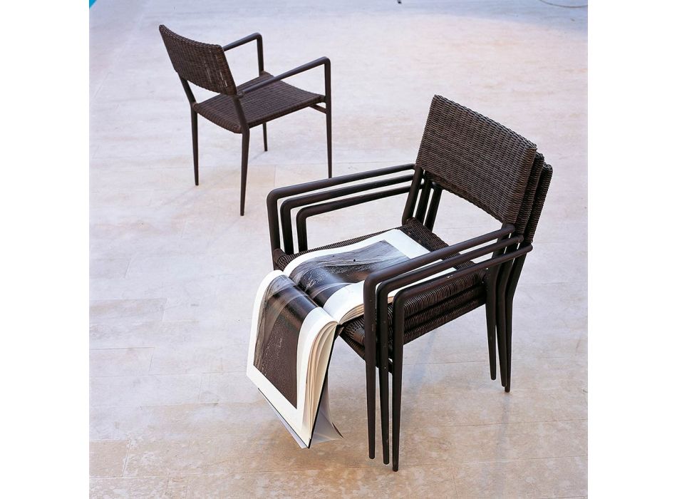 Outdoor Armchair in Aluminum and WaProLace fiber Made in Italy - Marissa Viadurini