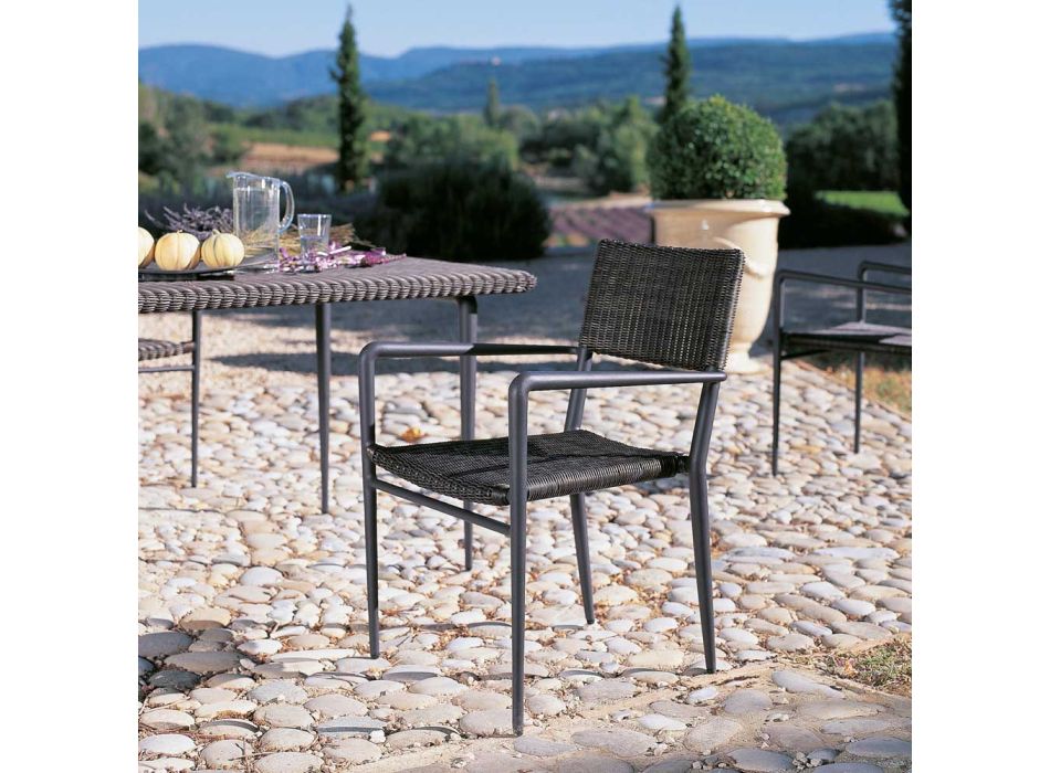 Outdoor Armchair in Aluminum and WaProLace fiber Made in Italy - Marissa Viadurini