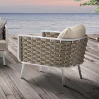 Outdoor Armchair in Aluminum and Hand Woven Fabric - Reda Viadurini