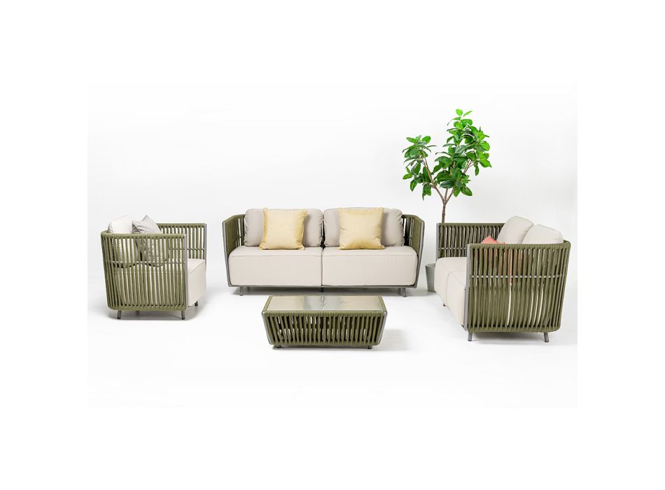 Outdoor Armchair in Aluminum and Woven Fabric - Eugene Viadurini