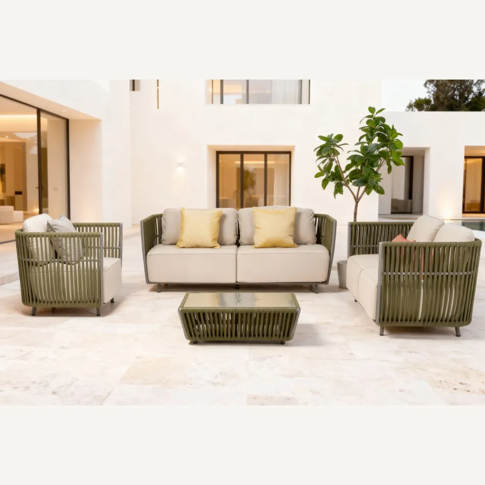 Outdoor Armchair in Aluminum and Woven Fabric - Eugene Viadurini