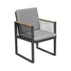 Outdoor Armchair in Aluminum Painted with Nautical Rope and Teak - Chase Viadurini