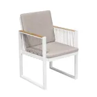 Outdoor Armchair in Aluminum Painted with Nautical Rope and Teak - Chase Viadurini