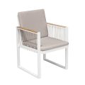Outdoor Armchair in Aluminum Varnished with Nautical Rope and Teak - Chase
