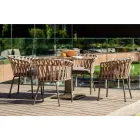 Outdoor Armchair in Rope, Fabric and Aluminum - Emma Cross by Varaschin Viadurini