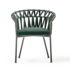 Outdoor Armchair in Rope, Fabric and Aluminum - Emma Cross by Varaschin Viadurini