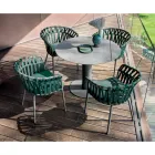 Outdoor Armchair in Rope, Fabric and Aluminum - Emma Cross by Varaschin Viadurini