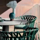 Outdoor Armchair in Rope, Fabric and Aluminum - Emma Cross by Varaschin Viadurini