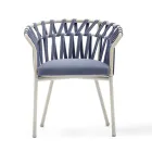 Outdoor Armchair in Rope, Fabric and Aluminum - Emma Cross by Varaschin Viadurini