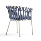 Outdoor Armchair in Rope, Fabric and Aluminum - Emma Cross by Varaschin Viadurini