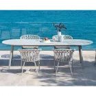 Outdoor Armchair in Rope, Fabric and Aluminum - Emma Cross by Varaschin Viadurini