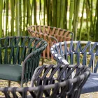 Outdoor Armchair in Rope, Fabric and Aluminum - Emma Cross by Varaschin Viadurini