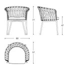 Outdoor Armchair in Rope, Fabric and Aluminum - Emma Cross by Varaschin Viadurini