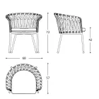 Outdoor Armchair in Rope, Fabric and Aluminum - Emma Cross by Varaschin Viadurini