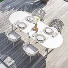 Outdoor Armchair in Rope, Fabric and Aluminum - Emma Cross by Varaschin Viadurini