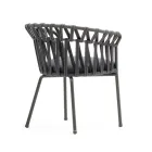 Outdoor Armchair in Rope, Fabric and Aluminum - Emma Cross by Varaschin Viadurini