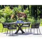 Outdoor Armchair in Rope, Fabric and Aluminum - Emma Cross by Varaschin Viadurini