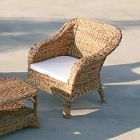 Outdoor Armchair in Natural Banana Weaving and Ecru Cushion - Dish Viadurini