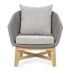 Outdoor Armchair in Rope Weaving and Teak Wood, Homemotion - Callum Viadurini