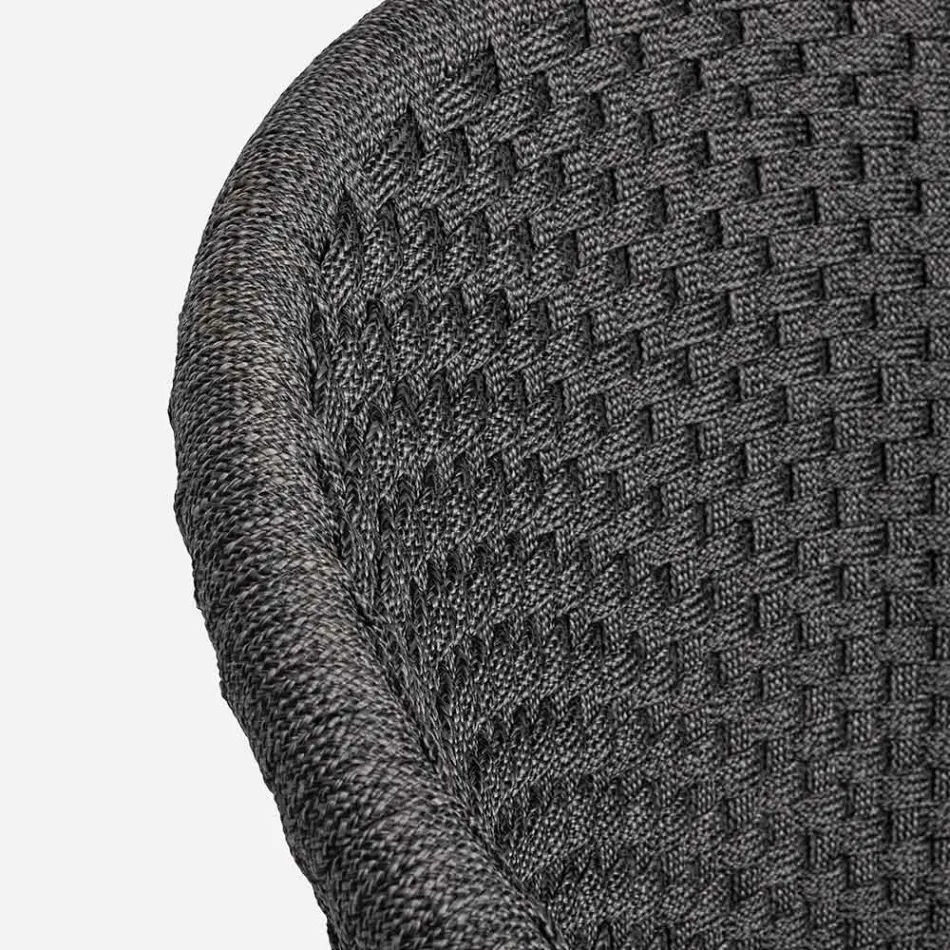 Outdoor Armchair in Wood and Rope with Cushion, Homemotion, 2 Pieces - Oskana Viadurini