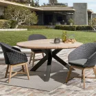 Outdoor Armchair in Wood and Rope with Cushion, Homemotion, 2 Pieces - Oskana Viadurini