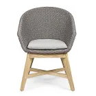 Outdoor Armchair in Wood and Rope with Cushion, Homemotion, 2 Pieces - Oskana Viadurini