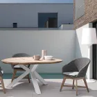 Outdoor Armchair in Wood and Rope with Cushion, Homemotion, 2 Pieces - Oskana Viadurini